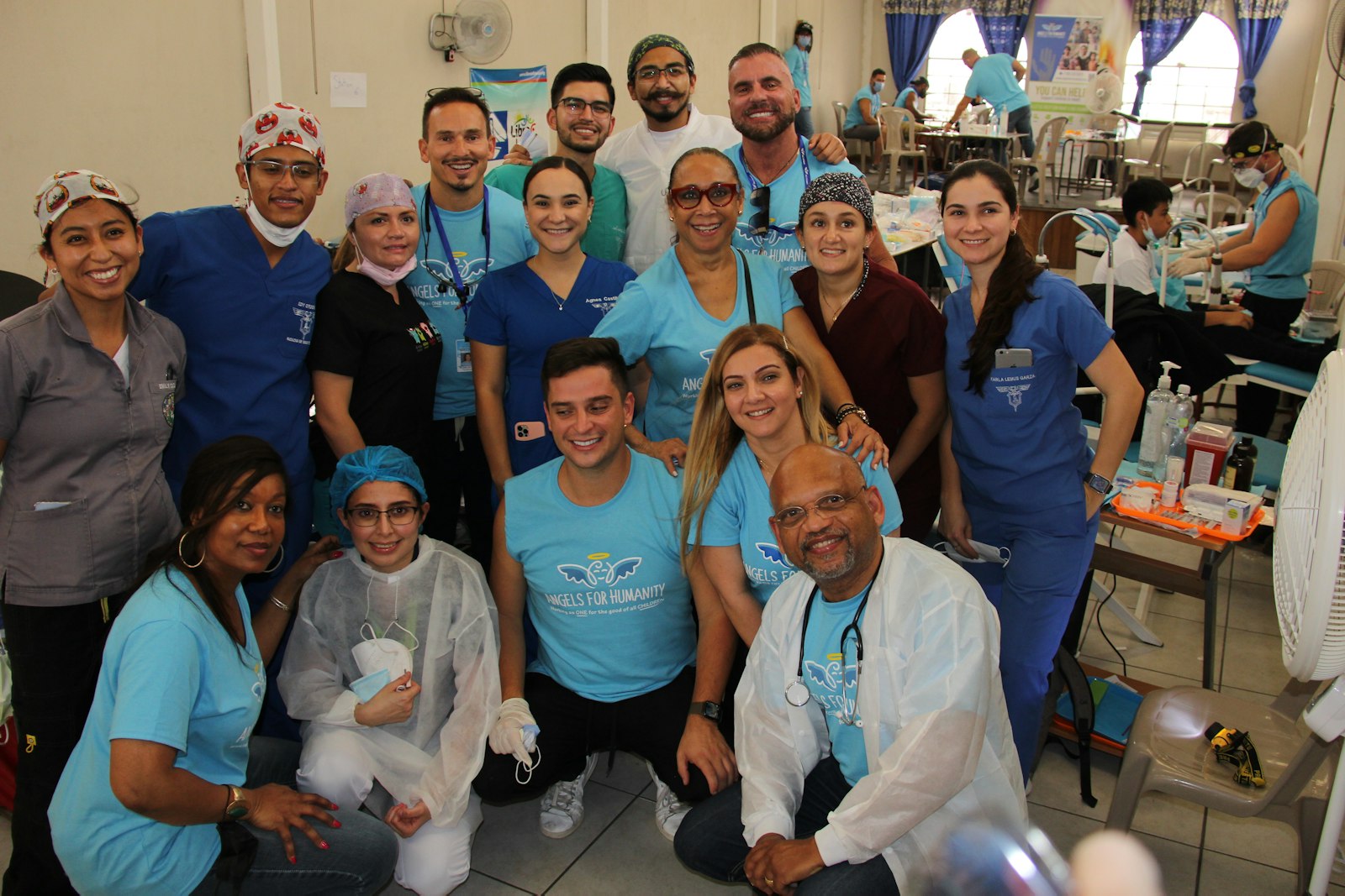 A veterinary clinic team posing together